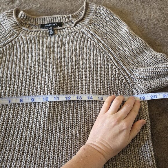 Ellen Tracy Oatmeal Knit Sweater S ✨ Cozy Neutral - Picture 10 of 13